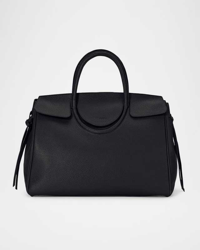 Maude Fold-Over Flap Leather Top-Handle Bag